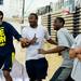 Jon Horford, Corey Person, Caris LeVert, and Spike Albrecht watch the final round of knock out on Tuesday, July 9. Daniel Brenner I AnnArbor.com